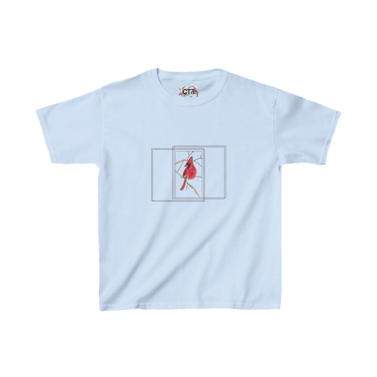 Kid Tee - Child Drawing of Perched Northern Cardinal
