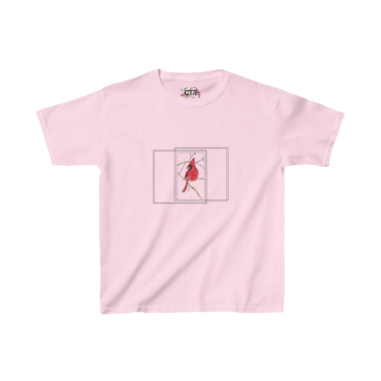 Kid Tee - Child Drawing of Perched Northern Cardinal