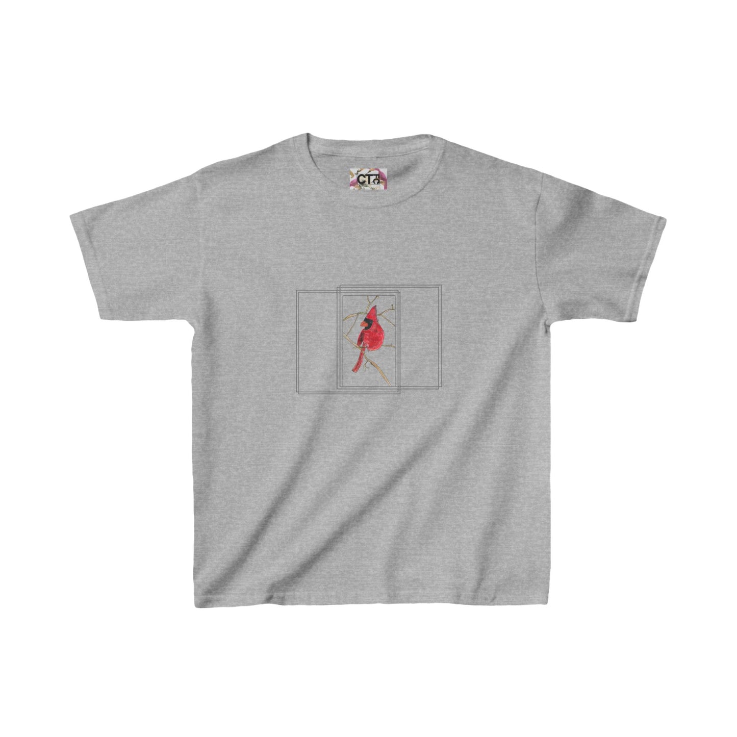 Kid Tee - Child Drawing of Perched Northern Cardinal