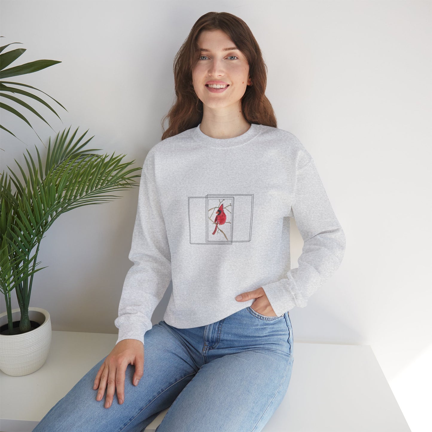 Northern Cardinal Child Art -- Unisex Sweatshirt